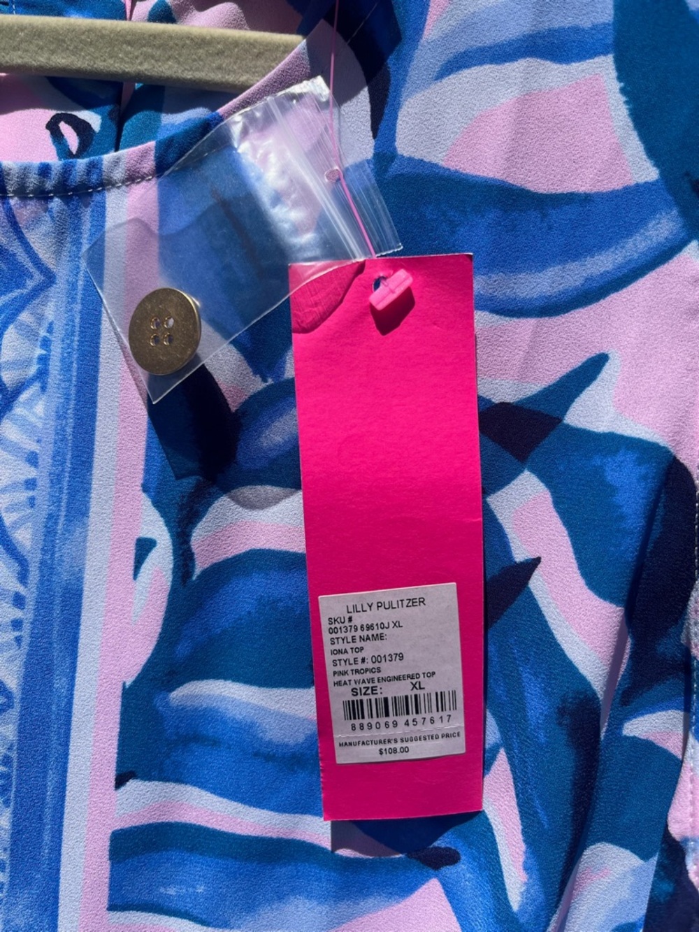 Lilly Pulitzer Blue & Pink Tropical Print Sleeveless Top - Picture 2 of 5